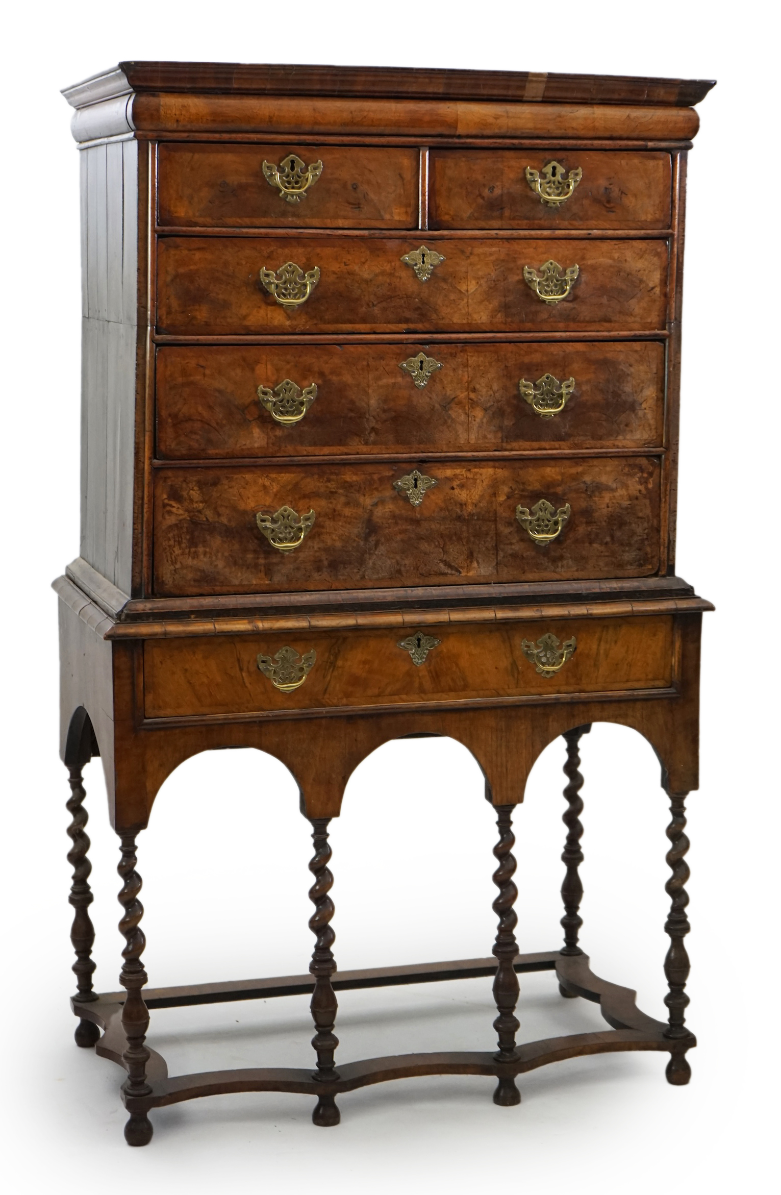 An early 18th century walnut chest on stand